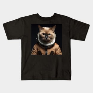 Astronaut Cat in Space - Burmese Kids T-Shirt